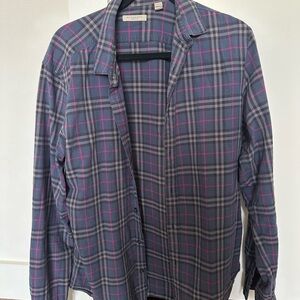 Burberry Black and Pink Plaid Shirt